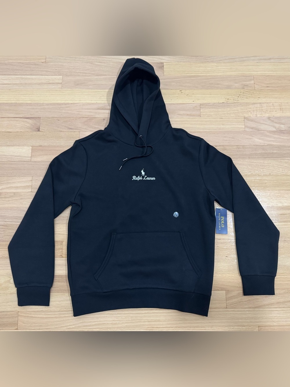 Polo Ralph Lauren Men’s Double Knit Tech Fleece Stitched Pony Hoodie Black M-XXL